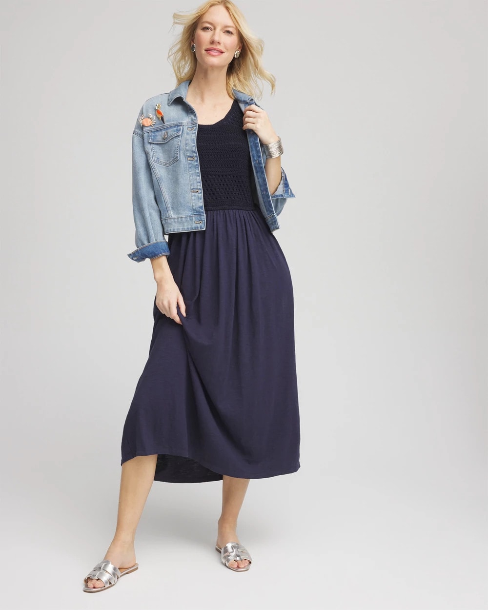 Crochet-Bodice Maxi Dress