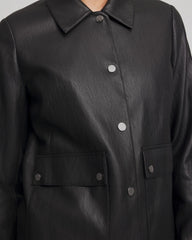 Snap Front Faux Leather Jacket