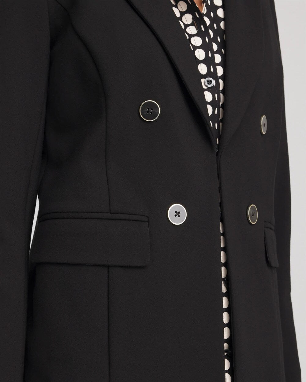 Ponte Double-Breasted Knit Blazer