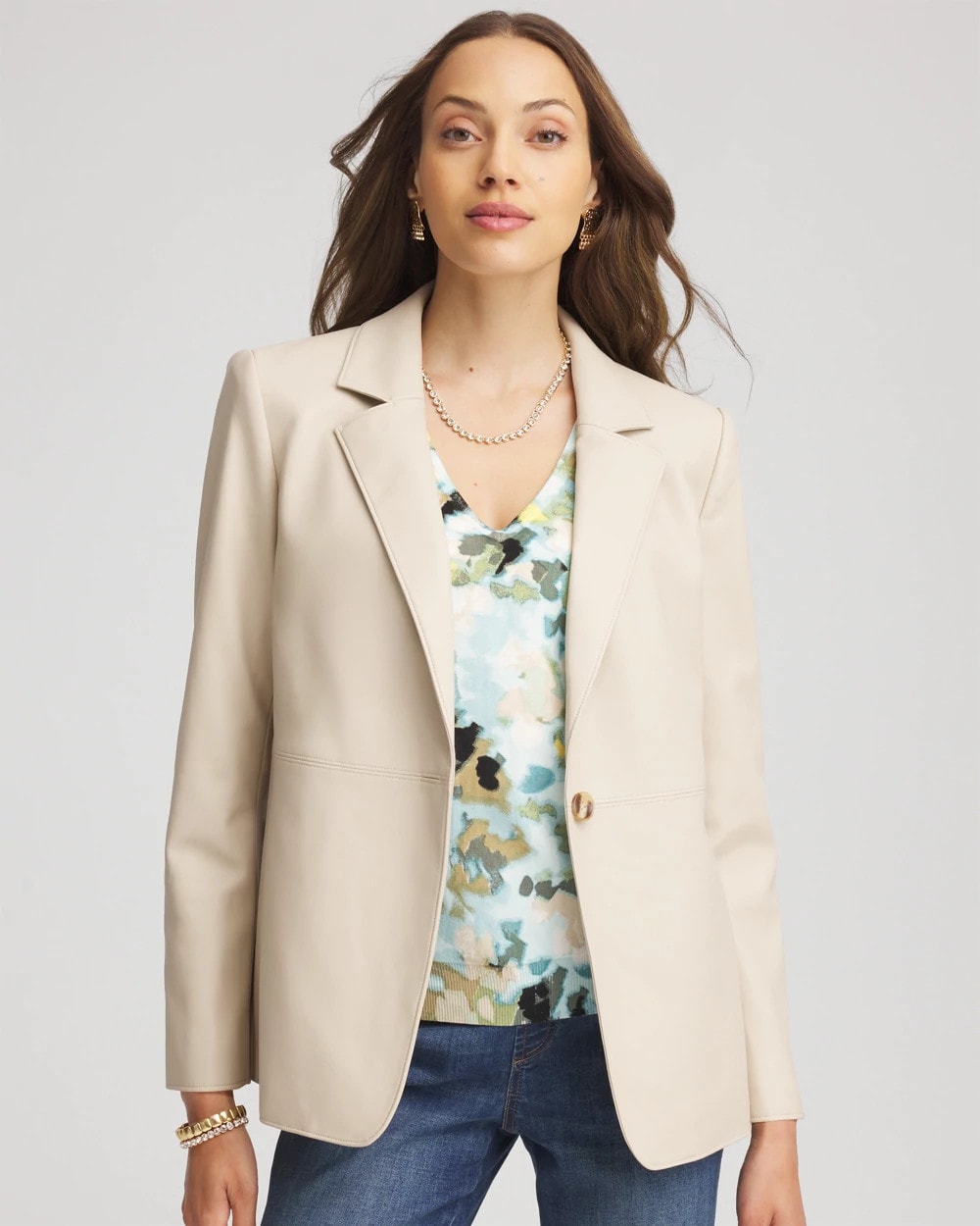 Faux Leather Blazer