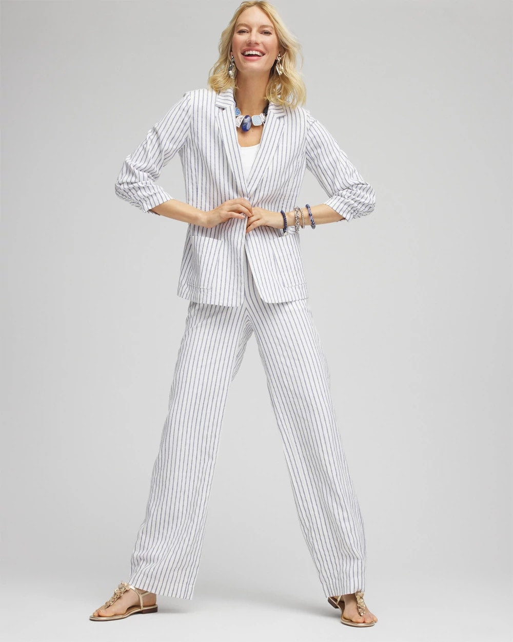 Striped Linen Stretch Blazer