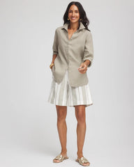 Striped Cotton-Linen Pull-On Utility Shorts