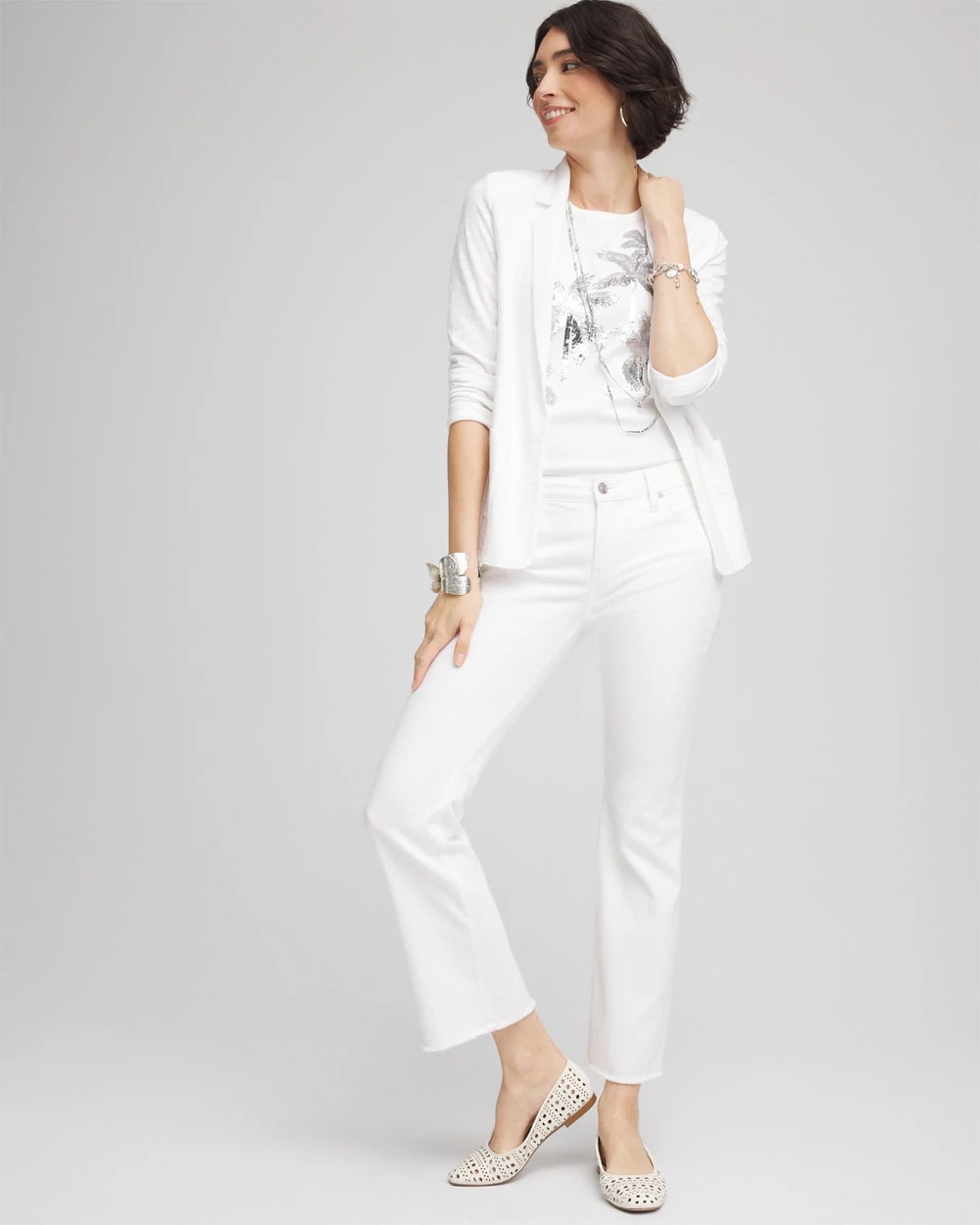 Petite No Stain Girlfriend Fray Hem Kick Flare Jeans