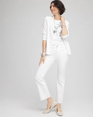 Petite No Stain Girlfriend Fray Hem Kick Flare Jeans