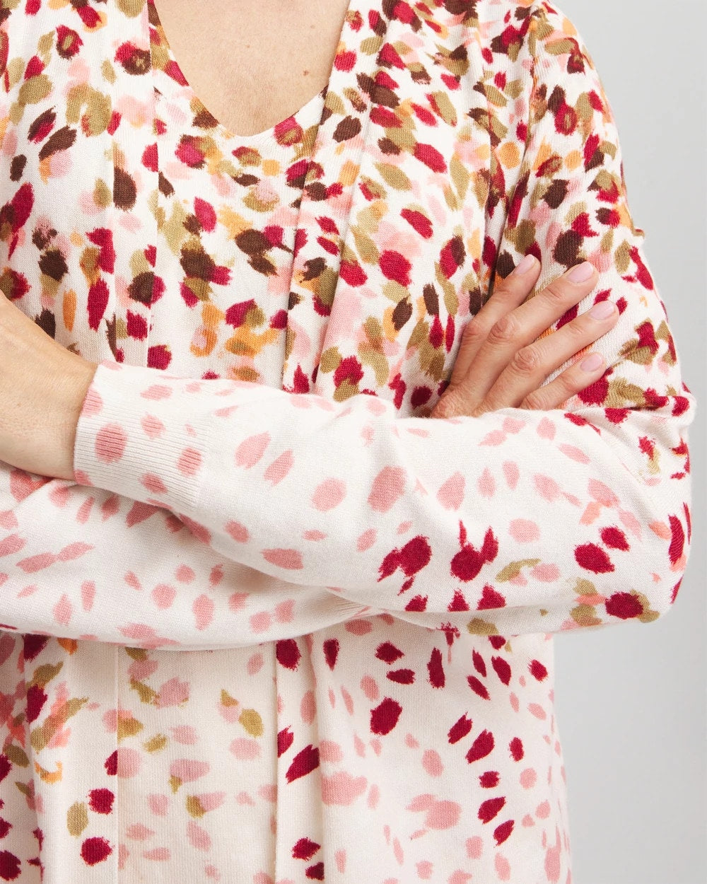 Ombré Printed V-Neck Cardigan