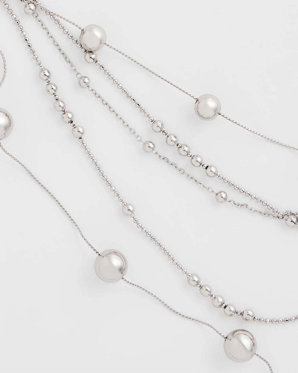 Multistrand Beaded Silvertone Necklace