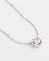 Silver Tone Drop Stone Necklace