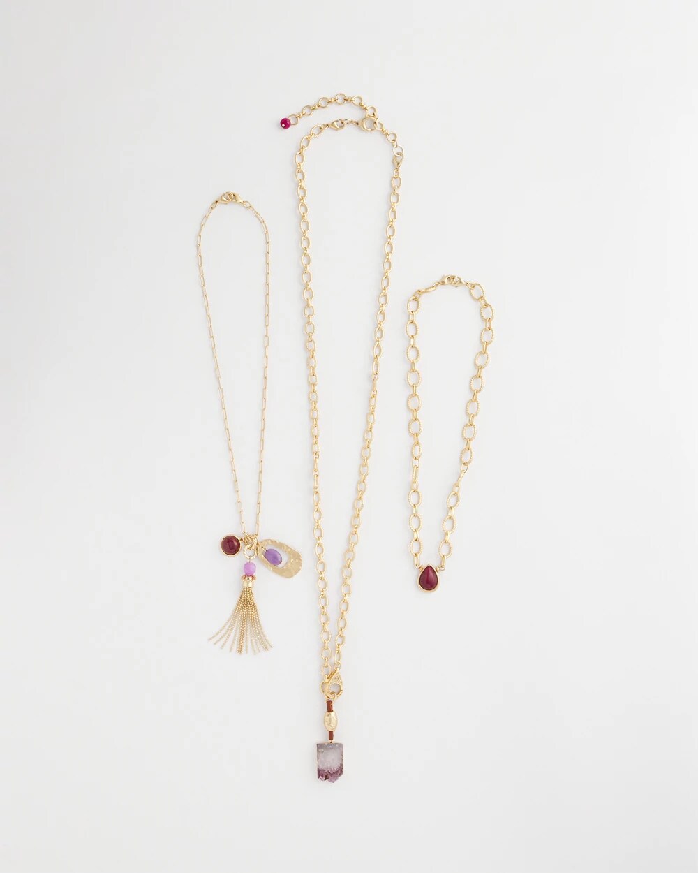 Convertible Three-Strand Stone Pendant Necklace