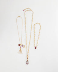 Convertible Three-Strand Stone Pendant Necklace