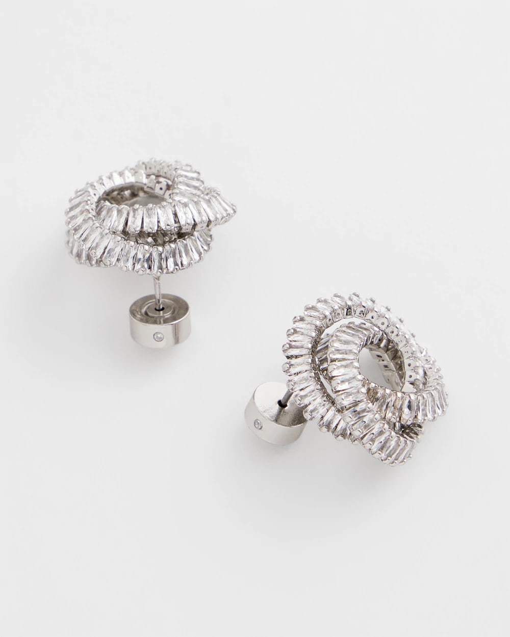 Silvertone Twisted Stud Earrings