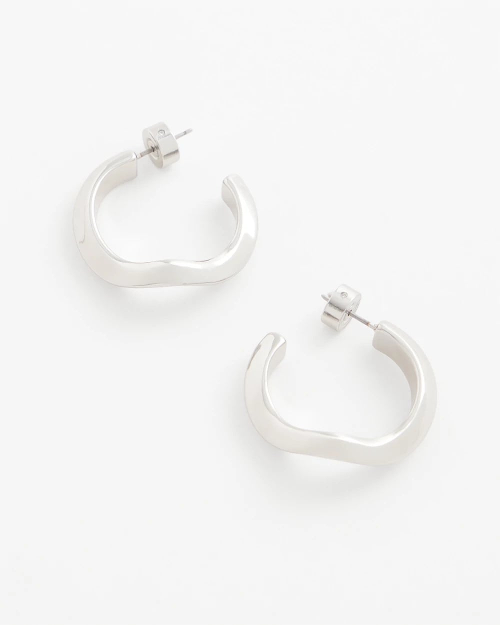Silver Wavy Hoop Earrings