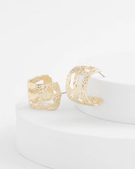 No Droop® Cutout Goldtone Hoop Earrings