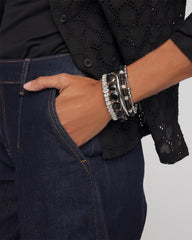 Black Barrel Bead Stretch Bracelet