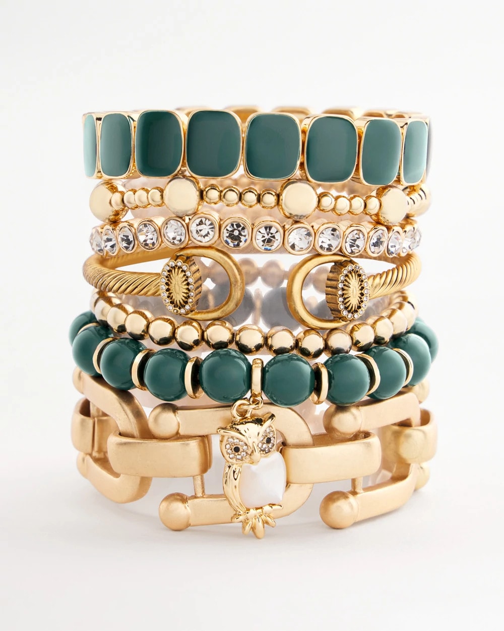 Resin Goldtone Square Stretch Bracelet