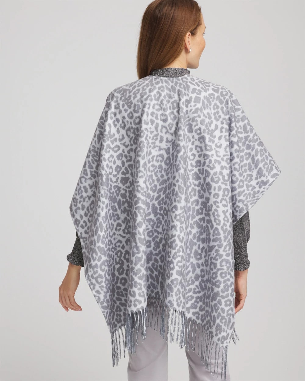 Reversible Animal Print Fringe Ruana