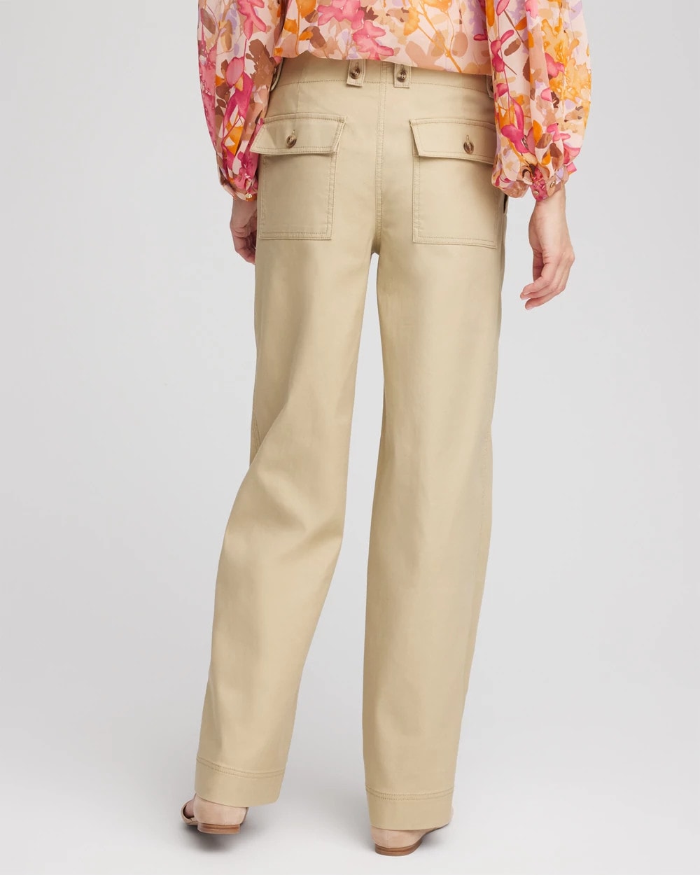 Petite Canvas Cargo Wide-Leg Pants
