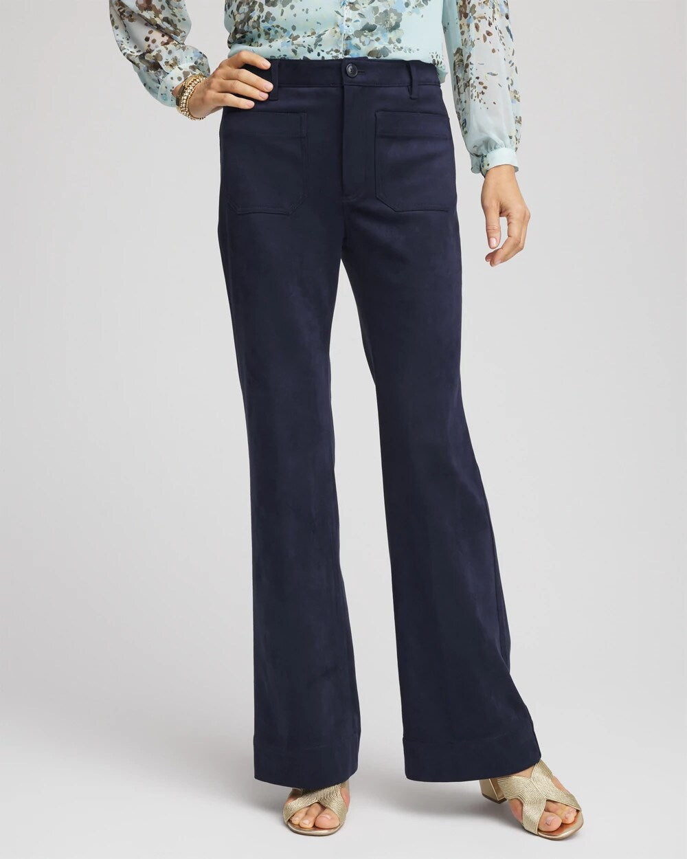 Petite Faux Suede Bootcut Ankle Pants