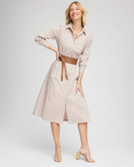 Petite Vanilla Chai Striped Shirtdress