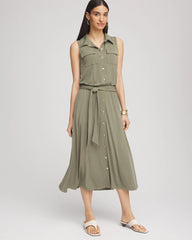 Petite Travelers™ Knit Sleeveless Shirtdress