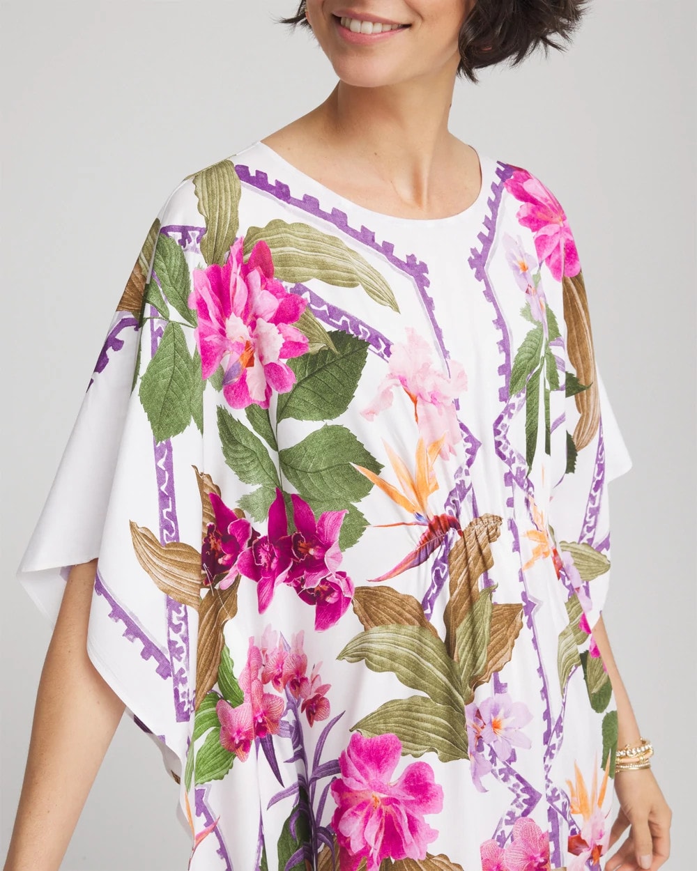 Petite Island Cinch-Waist Kaftan Dress