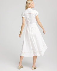 Petite Poplin Circle Trim Maxi Shirtdress