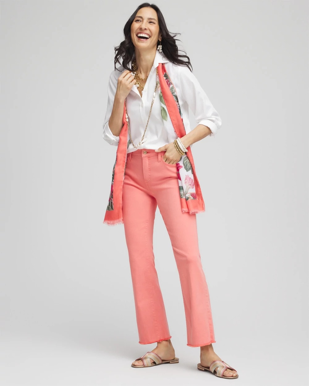 Petite Girlfriend Fray Hem Kick Flare Jeans