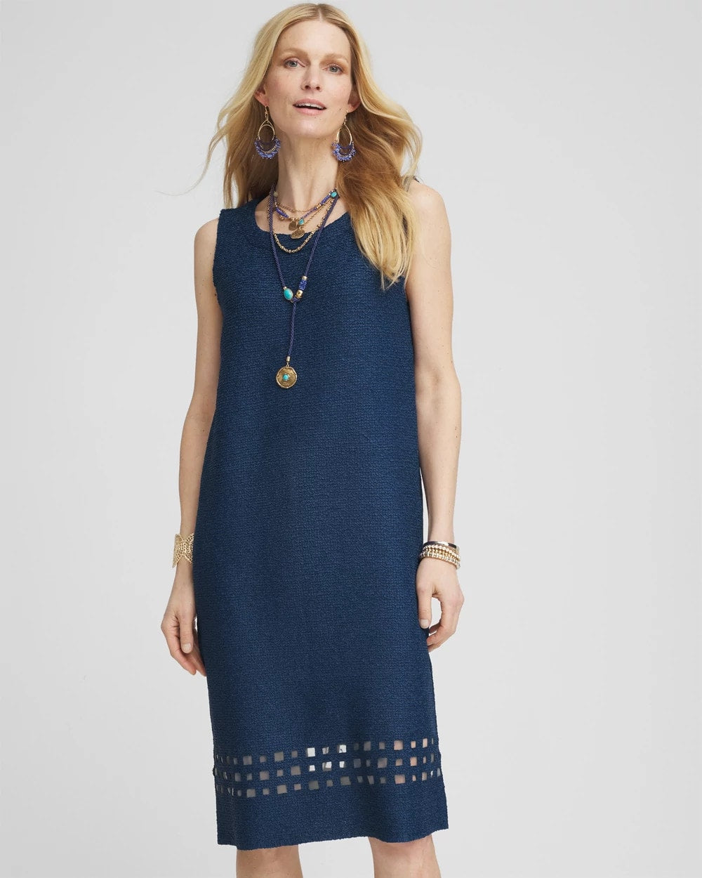 Travelers™ Sleeveless Crushed Cutout-Hem Dress